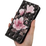 Peňeženkové 3D pouzdro na LG Q60 - Black-ground Pink Flower