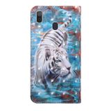 Peněženkové kožené 3D pouzdro na Samsung Galaxy A40 - White tiger