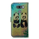 Peňeženkové kožené pouzdro na LG Q60 - Two Pandas