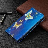 Peneženkové kožené pouzdro DRAWING na Samsung Galaxy S21 Plus 5G - Gold Butterflies
