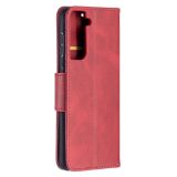 Peněženkové kožené pouzdro LAMBSKIN pro Samsung Galaxy S21 5G - Červená