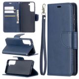 Peňaženkové kožené pouzdro LAMBSKIN na Samsung Galaxy S21 5G - Modrá