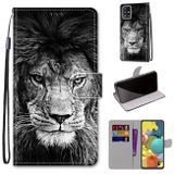 Peňaženkové kožené puzdro Samsung Galaxy A51 5G - Black and White Lion Head