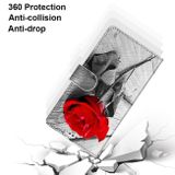 Peneženkové kožené pouzdro DRAWING na Samsung Galaxy S21 Plus 5G - Red Rose On Wooden