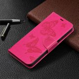 Peňaženkové kožené pouzdro BUTTERFLIES na Samsung Galaxy A32 5G- Růžová