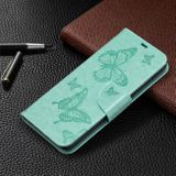 Peňaženkové kožené pouzdro BUTTERFLIES na Samsung Galaxy A52 5G - Zelená