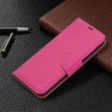 Peňaženkové kožené pouzdro LITCHI na Samsung Galaxy A52 5G - Ružovočervená