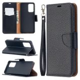 Peňaženkové kožené pouzdro LITCHI na Samsung Galaxy A52 5G - Černá