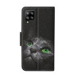 Peňeženkové kožené pouzdro na Samsung Galaxy A12 - Black Cat