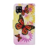 Peňeženkové kožené pouzdro na Samsung Galaxy A12 - Chrysanthemum Butterfly