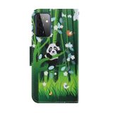 Peňeženkové kožené pouzdro na Samsung Galaxy A72 - Panda