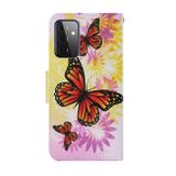 Peňeženkové kožené pouzdro na Samsung Galaxy A72 - Chrysanthemum Butterfly