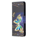 Peňeženkové kožené pouzdro na Samsung Galaxy A02s - Golden Butterfly