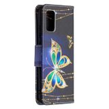 Peňeženkové kožené pouzdro na Samsung Galaxy A02s - Golden Butterfly