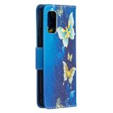 Peňeženkové kožené pouzdro na Samsung Galaxy A02s - Blue Butterfly