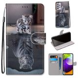 Peňaženkové kožené pouzdro na Samsung Galaxy A52 5G - Cat Becomes Tiger