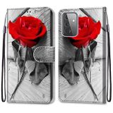 Peňeženkové kožené pouzdro na Samsung Galaxy A72 - Wood Red Rose