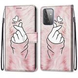 Peňeženkové kožené pouzdro na Samsung Galaxy A72 - Pink Hands Heart