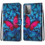 Peňeženkové kožené pouzdro na Samsung Galaxy A72 - Blue Red Butterfly