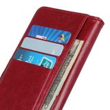 Peňaženkové kožené pouzdro na Motorola Moto E7 Power - Červená