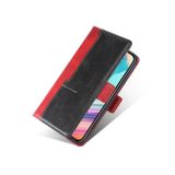 Retro textura Kontrastní barva Boční přezka Horizontální flipové kožené pouzdro s držákem karet a sloty a peněženkou pro Samsung GalaxyA20s-Červená