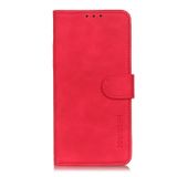 Peněženkové kožené pouzdro KHAZNEH Retro na Xiaomi Redmi Note 10/10S - Červená