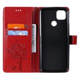 Peňaženkové kožené pouzdro na Motorola Moto G9 Power - Červená