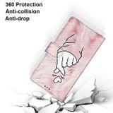 Peňeženkové kožené pouzdro DRAWING na Xiaomi Redmi Note 10 5G - Pink Hands Heart
