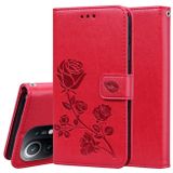 Peňaženkové kožené pouzdro ROSES na Xiaomi Mi 11 Lite - Červená