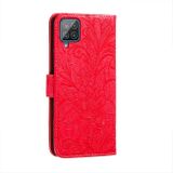 Peňeženkové kožené pouzdro FLOWER na Samsung Galaxy A22 4G - Červená