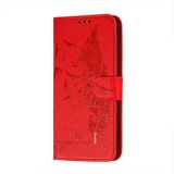 Peňeženkové kožené pouzdro LITCHI na Samsung Galaxy A22 4G - Červená