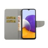 Peňeženkové kožené pouzdro DRAWING na Samsung Galaxy A22 4G - Rose Butterfly