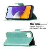 Peňeženkové kožené pouzdro BUTTERFLIES na Samsung Galaxy A22 5G - Zelená