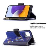 Peňeženkové kožené pouzdro DRAWING na Samsung Galaxy A22 5G - Purple Butterfly