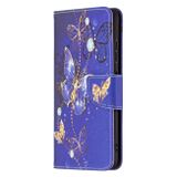 Peňeženkové kožené pouzdro DRAWING na Samsung Galaxy A22 5G - Purple Butterflies