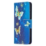 Peňeženkové kožené pouzdro DRAWING na Samsung Galaxy A22 5G - Gold Butterflies