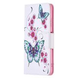 Peňeženkové kožené pouzdro DRAWING na Samsung Galaxy A22 5G - Peach Blossom and Butterfly