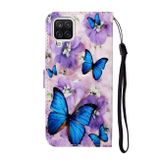 Peňeženkové kožené pouzdro OIL na Samsung Galaxy A22 4G - Purple Flower Butterfly
