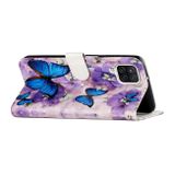 Peňeženkové kožené pouzdro OIL na Samsung Galaxy A22 4G - Purple Flower Butterfly
