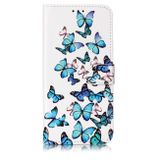 Peňeženkové kožené pouzdro DRAWING na Samsung Galaxy A22 5G - Little Blue Butterflies