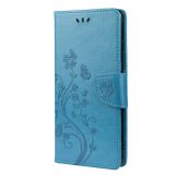 Peňeženkové kožené pouzdro BUTTERFLY na Samsung Galaxy A22 5G - Modrá