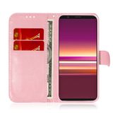 Peňaženkové kožené pouzdro TILES na Sony Xperia 5 - Ružová