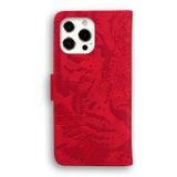Peneženkové kožené pouzdro TIGER na iPhone 13 Pro Max - Červená