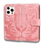Peneženkové kožené pouzdro TIGER na iPhone 13 Pro Max - Ružová