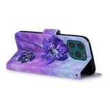 Peneženkové 3D pouzdro DRAWING na iPhone 13 Pro Max - Purple Flower