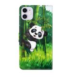 Peneženkové 3D pouzdro PAINTING na iPhone 13 Mini - Panda Climbing Bamboo