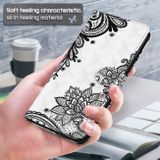 Peneženkové 3D pouzdro PAINTING na iPhone 13 Mini - Diagonal Black Flower