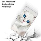 Peneženkové kožené pouzdro DRAWING na Oppo A54 5G - White Kitten