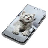 Peneženkové kožené pouzdro DRAWING na Oppo A54 5G - Small Gray Cat