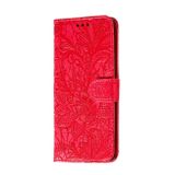 Peňaženkové kožené pouzdro FLOWERS na Sony Xperia 5 - Červená